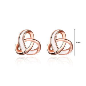 Simple Fashion Plated Rose Gold Cross Knot Stud Earrings - Glamorousky