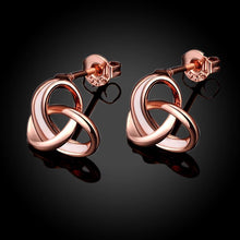 Load image into Gallery viewer, Simple Fashion Plated Rose Gold Cross Knot Stud Earrings - Glamorousky