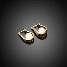 Load image into Gallery viewer, Elegant and Fashion Plated Gold Pearl Earrings with Cubic Zircon - Glamorousky
