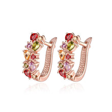 Load image into Gallery viewer, Brilliant Fashion Plated Rose Gold Color Cubic Zirconia Earrings - Glamorousky