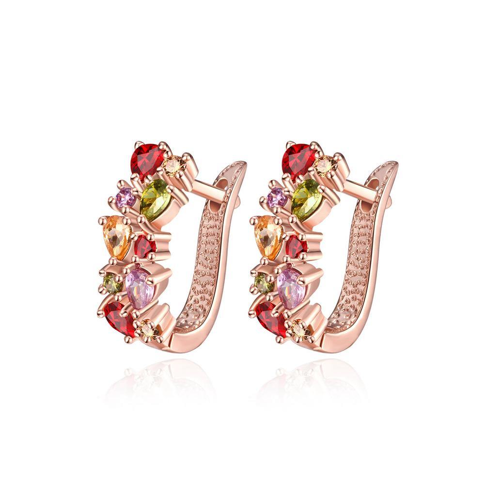 Brilliant Fashion Plated Rose Gold Color Cubic Zirconia Earrings - Glamorousky