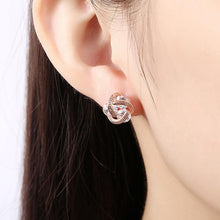 Load image into Gallery viewer, Simple and Fashion Plated Rose Gold Spherical Cubic Zircon Stud Earrings - Glamorousky
