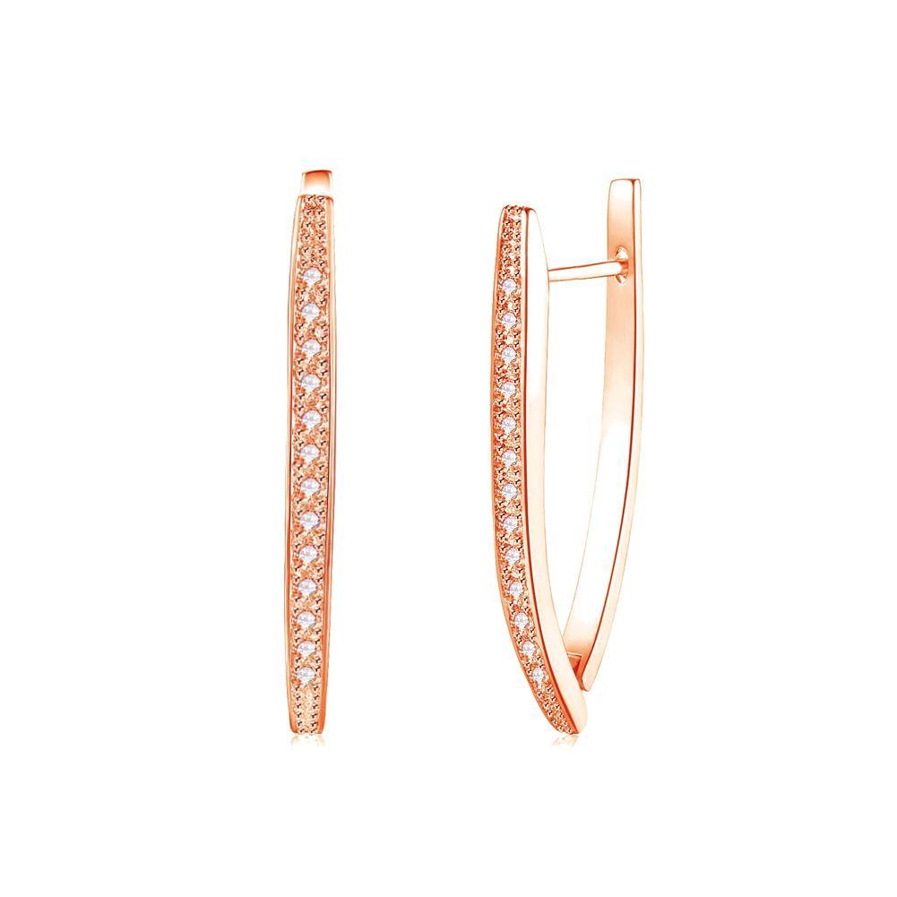 Simple Plated Rose Gold Cubic Zircon Earrings - Glamorousky
