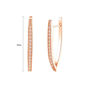 Simple Plated Rose Gold Cubic Zircon Earrings - Glamorousky