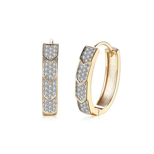 Fashion Elegant Plated Champagne Gold Arrow Cubic Zircon Earrings - Glamorousky