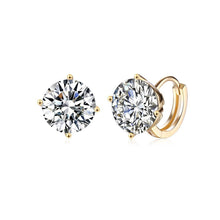 Load image into Gallery viewer, Simple and Fashion Plated Champagne Gold Round Cubic Zircon Earrings - Glamorousky