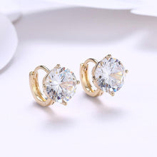 Load image into Gallery viewer, Simple and Fashion Plated Champagne Gold Round Cubic Zircon Earrings - Glamorousky
