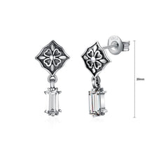 Load image into Gallery viewer, 925 Sterling Silver Vintage Four-leafed Clover Pattern Earrings with Cubic Zircon - Glamorousky
