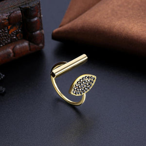 925 Sterling Silver Gold Plated Vintage Elegant Fashion Eye Shape Adjustable Opening Ring - Glamorousky