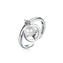 Load image into Gallery viewer, 925 Sterling Silver Vintage Elegant Fashion Star Adjustable Opening Ring with Non Natural Pearl - Glamorousky