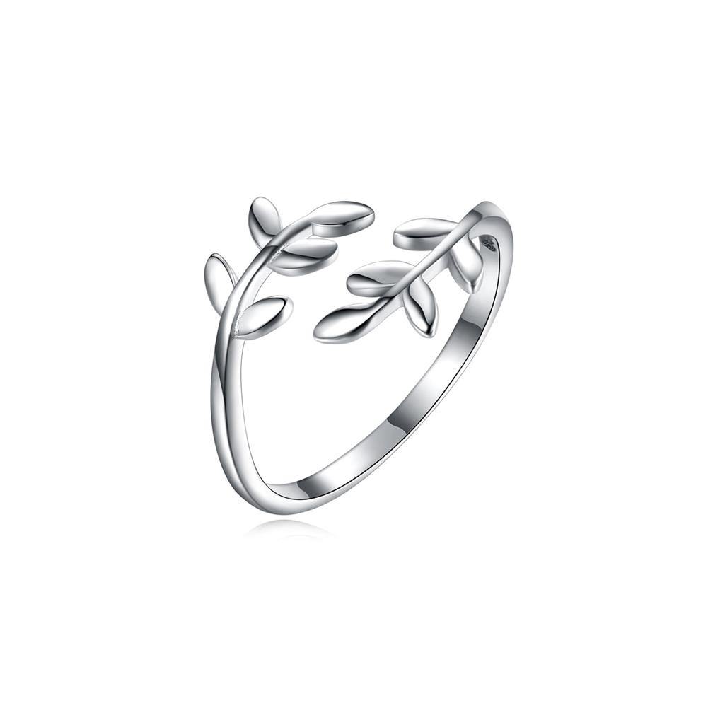 925 Sterling Silver Elegant Noble Fashion Leaf Adjustable Opening Ring - Glamorousky