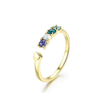 Load image into Gallery viewer, 925 Sterling Silver Gold Plated Elegant Noble Fashion Adjustable Opening Ring with Multicolor Austrian Element Crystal - Glamorousky
