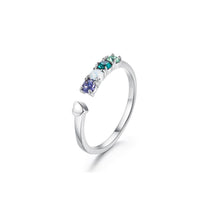 Load image into Gallery viewer, 925 Sterling Silver Elegant Noble Fashion Adjustable Opening Ring with Multicolor Austrian Element Crystal - Glamorousky
