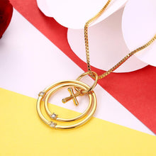 Load image into Gallery viewer, Simple Plated Gold Cross Circle Pendant with Austrian Element Crystal and Necklace - Glamorousky