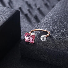 Load image into Gallery viewer, 925 Sterling Silve Rose Gold Plated Elegant Romantic Sweet Pink Austrian Element Crystal Butterfly Adjustable Opening Ring - Glamorousky