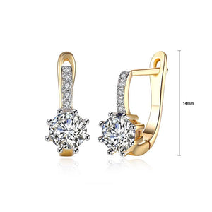 Fashion Elegant Plated Champagne Gold Geometric Round Cubic Zirconia Earrings - Glamorousky
