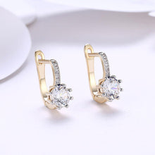 Load image into Gallery viewer, Fashion Elegant Plated Champagne Gold Geometric Round Cubic Zirconia Earrings - Glamorousky