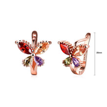 Load image into Gallery viewer, Elegant Plated Rose Gold Butterfly Earrings with Colored Cubic Zirconia - Glamorousky