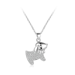 Sparkling Simple Fashion Cute Puppy Dog Cubic Zircon Necklace Pendant - Glamorousky
