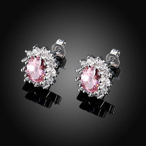 Sparkling Bright Elegant Noble Sweet Fashion Flower Pink Cubic Zircon Earrings - Glamorousky