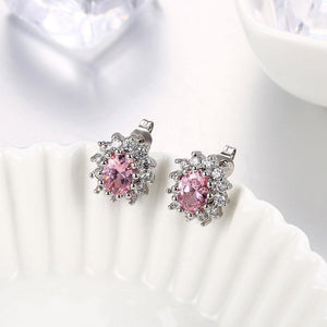 Sparkling Bright Elegant Noble Sweet Fashion Flower Pink Cubic Zircon Earrings - Glamorousky