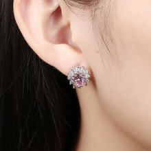 Load image into Gallery viewer, Sparkling Bright Elegant Noble Sweet Fashion Flower Pink Cubic Zircon Earrings - Glamorousky