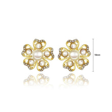 Load image into Gallery viewer, Elegant Romantic Sweet Gold Plated Flower Non Natural Pearl Earrings Ear Studs - Glamorousky