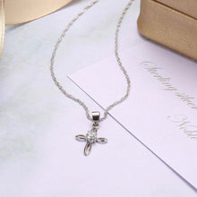 Load image into Gallery viewer, 925 Sterling Silver Fashion Simple Cross Cubic Zircon Pendant with Necklace - Glamorousky
