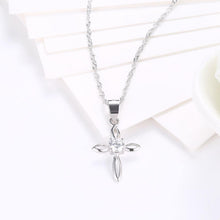 Load image into Gallery viewer, 925 Sterling Silver Fashion Simple Cross Cubic Zircon Pendant with Necklace - Glamorousky
