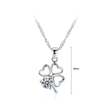 Load image into Gallery viewer, 925 Sterling Silver Simple Romantic Four-leafed Clover Pendant with Cubic Zircon and Necklace - Glamorousky
