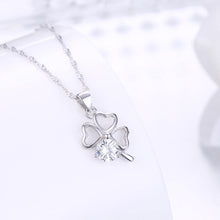Load image into Gallery viewer, 925 Sterling Silver Simple Romantic Four-leafed Clover Pendant with Cubic Zircon and Necklace - Glamorousky