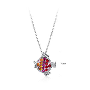 925 Sterling Silver  Fashion Pisces Pendant with Colored Austrian Element Crystals and Necklace - Glamorousky