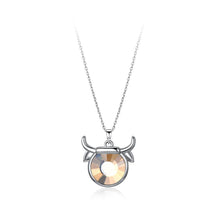 Load image into Gallery viewer, 925 Sterling Silver Fashion Taurus Pendant with Brown Austrian Element Crystal and Necklace - Glamorousky