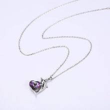 Load image into Gallery viewer, 925 Sterling Silver Fashion Dolphin Pendant with Heart-shaped Purple Austrian Element Crystal and Necklace - Glamorousky