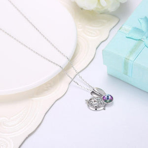 925 Sterling Silver Fashion Cute Rabbit Pendant with Purple Austrian Element Crystal and Necklace - Glamorousky