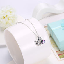 Load image into Gallery viewer, 925 Sterling Silver Fashion Cute Rabbit Pendant with Purple Austrian Element Crystal and Necklace - Glamorousky