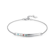 Load image into Gallery viewer, 925 Sterling Silver Simple Bar Bracelet with Austrian Element Crystal - Glamorousky