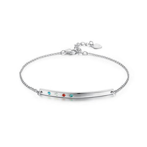 925 Sterling Silver Simple Bar Bracelet with Austrian Element Crystal - Glamorousky