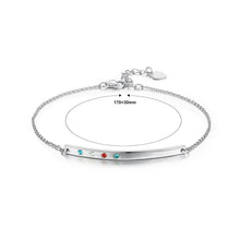 Load image into Gallery viewer, 925 Sterling Silver Simple Bar Bracelet with Austrian Element Crystal - Glamorousky