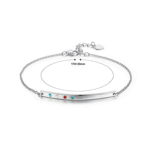 925 Sterling Silver Simple Bar Bracelet with Austrian Element Crystal - Glamorousky
