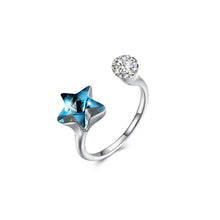 Load image into Gallery viewer, 925 Sterling Silver Fashion Simple Star Blue Austrian Element Crystal Adjustable Ring - Glamorousky
