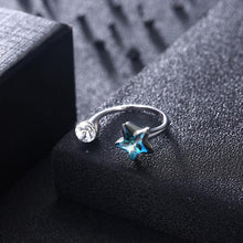 Load image into Gallery viewer, 925 Sterling Silver Fashion Simple Star Blue Austrian Element Crystal Adjustable Ring - Glamorousky