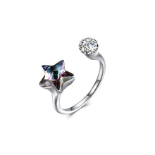 Load image into Gallery viewer, 925 Sterling Silver Simple Star Colored Austrian Element Crystal Adjustable Ring - Glamorousky