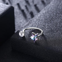 Load image into Gallery viewer, 925 Sterling Silver Simple Star Colored Austrian Element Crystal Adjustable Ring - Glamorousky