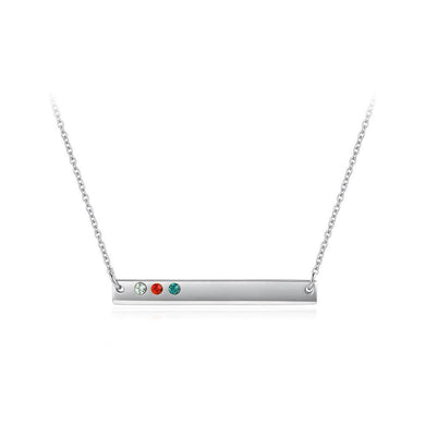 925 Sterling Silver  Simple Fashion Bar Necklace with Austrian Element Crystal - Glamorousky