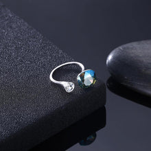 Load image into Gallery viewer, 925 Sterling Silver Fashion Simple Blue Austrian Element Crystal Square Adjustable Ring - Glamorousky