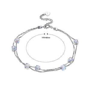 925 Sterling Silver Simple and Fashion Square Bracelet with Austrian Element Crystal - Glamorousky