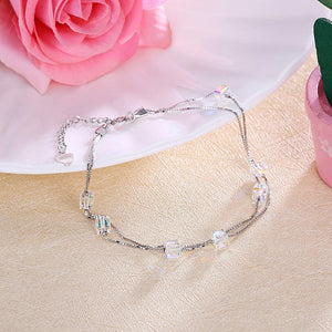 925 Sterling Silver Simple and Fashion Square Bracelet with Austrian Element Crystal - Glamorousky