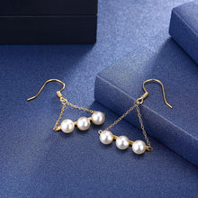 Load image into Gallery viewer, 925 Sterling Silver Plated Gold Fashion Geometric Triangle Pearl Earrings - Glamorousky