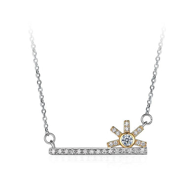 925 Sterling Silver Fashion Creative Sun Key Necklace with Cubic Zircon - Glamorousky